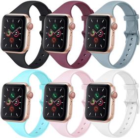 img 4 attached to 📱 [6 ПАР] Тонкие узкие ремешки совместимые с ремешками для Apple Watch 40 мм и 38 мм для женщин и мужчин, подходят для iWatch SE & серии 6 5 4 3 2 1.