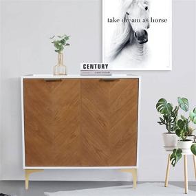 img 2 attached to 🪑 Anmytek H0036: Natural Wood 2 Door Accent Storage Cabinet – Modern Sideboard Furniture for Living Room Bedroom