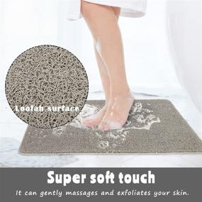 img 1 attached to 🛀 Quick-Drying Grey Shower Mat 17.3" x 27.5" with Drain - Non-Skid Bathroom Mat for Tub, Shower, Bathtub - Soft Loofah Bathmat for Shower Floor