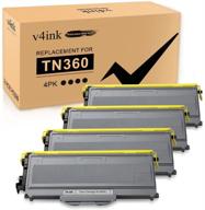 🖨️ v4ink compatible toner cartridge replacement for brother tn360 tn330 - 4 pack black toner for brother dcp-7040 dcp-7030 mfc-7840w hl-2140 mfc-7340 brother mfc-7440n hl-2170w hl-2150n printer logo