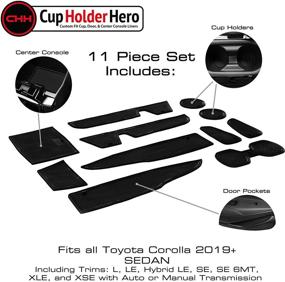 img 2 attached to 🔲 Premium Custom Interior Non-Slip CupHolderHero for Toyota Corolla Accessories 2020-2022 - Anti Dust Cup Holder Inserts, Center Console Liner Mats, Door Pocket Liners 11-pc Set (Sedan) in Solid Black