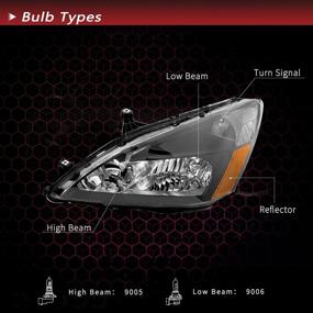 img 3 attached to JSBOYAT Headlight Assembly for 2003-2007 Honda Accord | Black Housing Amber Reflector