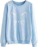 🐱 romwe women's cat print lightweight sweatshirt: long sleeve casual pullover for better seo logo