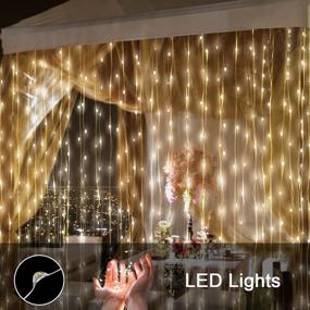 img 3 attached to 🌟 300LED Curtain String Fairy Lights: USB Powered 8 Modes Remote Control Twinkle Lights for Window, Bedroom, Party & Garden Wall Christmas Decor (Warm White)