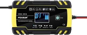 img 1 attached to 🔌 Автоматический умный зарядное устройство Foxsur для батареи: 12V/8A 24V/4A Импульсный восстановительный зарядное устройство с ЖК-дисплеем, режимом зарядки прикосновения пальцем, автоматическим обнаружением напряжения - идеально подходит для мотоцикла, автомобиля, морского судна, грузовика, яхты, газонокосилки.