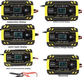 img 2 attached to 🔌 Автоматический умный зарядное устройство Foxsur для батареи: 12V/8A 24V/4A Импульсный восстановительный зарядное устройство с ЖК-дисплеем, режимом зарядки прикосновения пальцем, автоматическим обнаружением напряжения - идеально подходит для мотоцикла, автомобиля, морского судна, грузовика, яхты, газонокосилки.