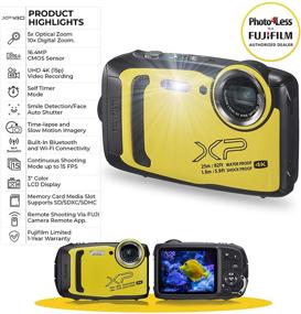 img 3 attached to 📷 Fujifilm XP140 Yellow Digital Camera Bundle: 32GB SD Card, Case & Cloth (Renewed) - Capture Every Adventure!