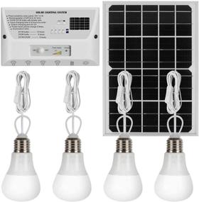 img 4 attached to 🌞 YINGHAO Solar Light Indoor Home with Switches: Powerful Solar Pendant Lighting System for Shed, Barn, Garden, Camping – 12W Solar Panel, 4 Hanging LED Bulbs, Cell Phone Charger, 6000mAh Battery