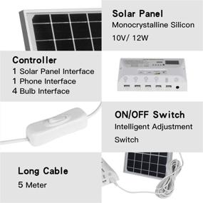 img 3 attached to 🌞 YINGHAO Solar Light Indoor Home with Switches: Powerful Solar Pendant Lighting System for Shed, Barn, Garden, Camping – 12W Solar Panel, 4 Hanging LED Bulbs, Cell Phone Charger, 6000mAh Battery
