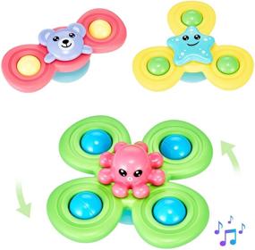 img 4 attached to Suction Spinner Toys: A Stimulating Sensory Experience for Toddlers and Babies | Spinning Rattle Bath Toys for Infants 6-18 Months | Perfect Learning Gift for Boys and Girls Ages 1-3 | 3pcs Color Box Included