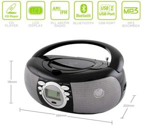 img 2 attached to 🎵 HANNLOMAX HX-321CD Portable CD/MP3 Boombox - AM/FM Radio, Bluetooth, USB Port for MP3 Playback, Aux-in (Black)