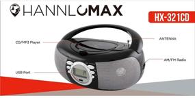 img 1 attached to 🎵 HANNLOMAX HX-321CD Portable CD/MP3 Boombox - AM/FM Radio, Bluetooth, USB Port for MP3 Playback, Aux-in (Black)