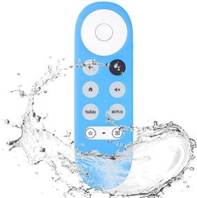 img 1 attached to 🔵 REAN Glow Blue Remote Case for Chromecast with Google TV 2020 - Silicone Cover Sleeve with Lanyard - GooGLE2020-CASE-GBL Replacement