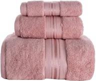 🛀 lizling luxury bath towels set - 3 pack, 100% cotton towel set (large bath towel, hand towel, washcloth) - ultra soft & highly absorbent for bathroom, hotel, spa, beach, gym - light gray-pink logo