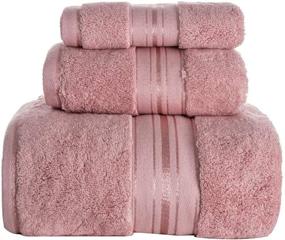 img 4 attached to 🛀 Lizling Luxury Bath Towels Set - 3 Pack, 100% Cotton Towel Set (Large Bath Towel, Hand Towel, Washcloth) - Ultra Soft & Highly Absorbent for Bathroom, Hotel, Spa, Beach, Gym - Light Gray-Pink