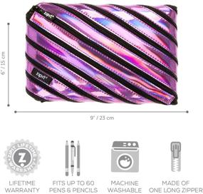 img 1 attached to 🖊️ Stylish and Spacious ZIPIT Metallic Large Pencil Case for Girls - Holds 60 Pens - Purple