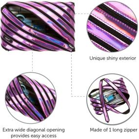 img 2 attached to 🖊️ Stylish and Spacious ZIPIT Metallic Large Pencil Case for Girls - Holds 60 Pens - Purple