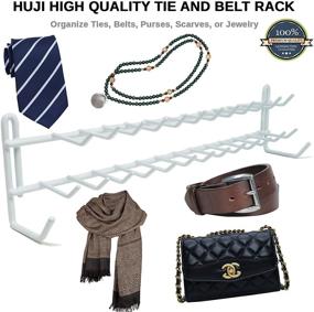 img 1 attached to 🧺 Huji Tie and Belt Rack Organizer - Space-Saving Wall Mount Solution, White (1 Pack)