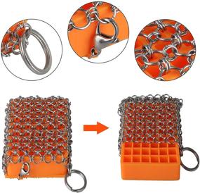 img 1 attached to 🔧 Improved EEEKit Cast Iron Cleaner: Chainmail Scrubber, Silicone & Stainless Steel Skillet Cleaner with Hanging Ring - Anti-Rust, Durable, and Dishwasher Safe for Kitchen Grill Cookware, Cast Iron Skillet, Wok, and Pan