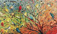 🌳 toland home garden tree birds decorative floor mat 18 x 30 inch - colorful bird branch collage doormat logo