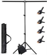 📸 adjustable t-shaped portable backdrop support stand kit 39.3x78.7in/3x6.6ft with sandbag, carry bag, and 4 spring clamps – professional photo background stand support system for photography and video studio logo