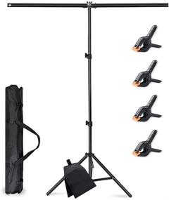 img 4 attached to 📸 Adjustable T-Shaped Portable Backdrop Support Stand Kit 39.3x78.7in/3x6.6ft with Sandbag, Carry Bag, and 4 Spring Clamps – Professional Photo Background Stand Support System for Photography and Video Studio