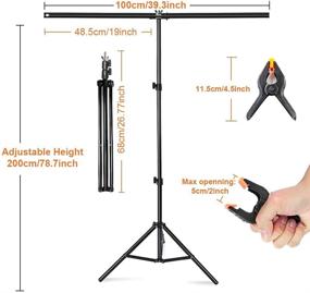 img 1 attached to 📸 Adjustable T-Shaped Portable Backdrop Support Stand Kit 39.3x78.7in/3x6.6ft with Sandbag, Carry Bag, and 4 Spring Clamps – Professional Photo Background Stand Support System for Photography and Video Studio