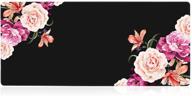 ileadon large gaming mouse pad, non-slip rubber base computer mouse pad premium-textured & waterproof desk pad, 35.1 x 15.75-inch 2.5mm thick, peony flower design logo