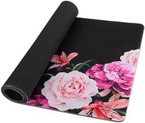 img 2 attached to iLeadon Large Gaming Mouse Pad, Non-Slip Rubber Base Computer Mouse Pad Premium-Textured & Waterproof Desk Pad, 35.1 x 15.75-inch 2.5mm Thick, Peony Flower Design