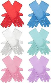 img 4 attached to Zhanmai 6 Pairs Princess Dress Up Long Gloves - Shiny Satin Gloves for Kids Party, Wedding, Formal Pageant - Ages 3 to 8 Years Old - 6 Colors