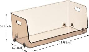 img 3 attached to 📦 Set of 2 Large Stackable Plastic Storage Bins with Cutout Handles - Open Front Organizer for Kitchen Cabinets, Pantry, Refrigerator, Bathrooms, Laundry Room, Office, and Garage - 13" x 6.0" x 5.1