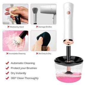 img 3 attached to 🧼 Cerbonny Electric Makeup Brush Cleaner and Dryer Machine - Deep Clean Brush Spinner for Makeup Brushes, with Bowl & 8 Sizes Rubber Collars, Wash and Dry in Seconds - Perfect Cosmetic Automatic Brush Spinner for Optimal Cleaning