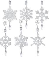 ❄️ pack of 6 metal hanging snowflake christmas ornaments - 4 inches silver snowflakes for tree decorations and crafts logo