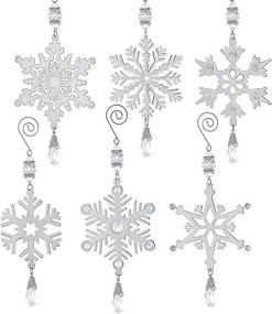 img 4 attached to ❄️ Pack of 6 Metal Hanging Snowflake Christmas Ornaments - 4 Inches Silver Snowflakes for Tree Decorations and Crafts