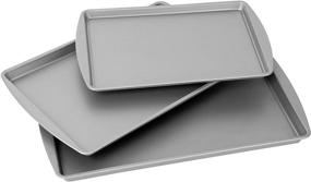 img 2 attached to 🍪 G & S Metal Products Company OvenStuff Non-Stick Set of Three Cookie Pans, Gray - High-Quality Baking Essentials!