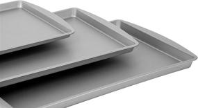 img 1 attached to 🍪 G & S Metal Products Company OvenStuff Non-Stick Set of Three Cookie Pans, Gray - High-Quality Baking Essentials!