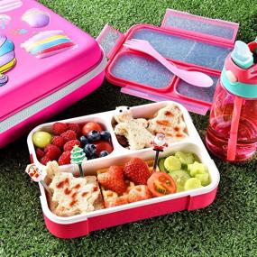 img 1 attached to 🦄 Unicorn Lunch Bag Set: Insulated Cooler Bag, Leakproof Water Bottle, Ice Pack, Spork Spoon & Silicone Cups - Perfect for School Girls or Boys (Pink-3)