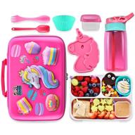 🦄 unicorn lunch bag set: insulated cooler bag, leakproof water bottle, ice pack, spork spoon & silicone cups - perfect for school girls or boys (pink-3) логотип