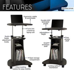 img 2 attached to 📱 Efficiently Mobile: Techni Mobili Sit-to-Stand Laptop Cart with Storage, Graphite Finish