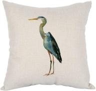 moslion heron pillow: stylish watercolor blue heron throw pillow cover for home decor – 18 x 18 inch square cushion, ideal for couch, sofa, bedroom, living room, kitchen, car логотип