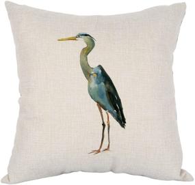 img 4 attached to Moslion Heron Pillow: Stylish Watercolor Blue Heron Throw Pillow Cover for Home Decor – 18 x 18 inch Square Cushion, Ideal for Couch, Sofa, Bedroom, Living Room, Kitchen, Car