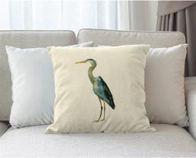 img 1 attached to Moslion Heron Pillow: Stylish Watercolor Blue Heron Throw Pillow Cover for Home Decor – 18 x 18 inch Square Cushion, Ideal for Couch, Sofa, Bedroom, Living Room, Kitchen, Car