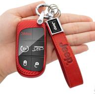 🔴 carbon fiber transparent red key fob cover case for 2016-2018 jeep grand cherokee wrangler compass cherokee - enhance durability and style! logo
