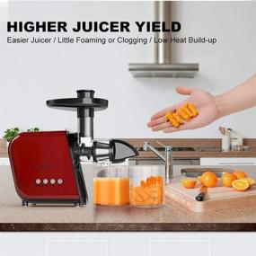 img 3 attached to 🍎 KOIOS Juicer Extractor, Slow Masticating Cold Press Machine with Reverse Function, Quiet Motor, Juice Jug, and Brush for High Nutrient Yield - Red-Black