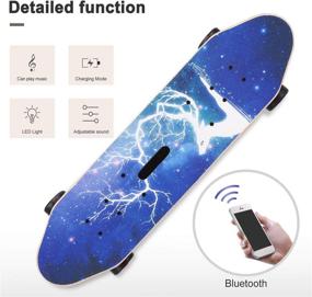 img 2 attached to AODI Bluetooth Speaker Skateboard, 31'' Complete Skateboards Canadian Maple Cruiser with Colorful 🔊 Flashing Wheels & MicroSD Card, Ideal for Kids, Boys, Girls, Youths, Beginners, and Adults