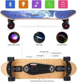 img 3 attached to AODI Bluetooth Speaker Skateboard, 31'' Complete Skateboards Canadian Maple Cruiser with Colorful 🔊 Flashing Wheels & MicroSD Card, Ideal for Kids, Boys, Girls, Youths, Beginners, and Adults