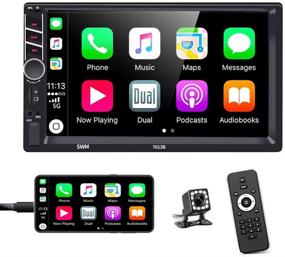 img 4 attached to 🚗 Podofo двойная автомагнитола с поддержкой Apple Carplay, Android Auto, Bluetooth и резервной камерой - 7-дюймовый HD-сенсорный дисплей на передней панели, функция Mirror Link, FM, USB, TF, Aux-in, RCA.