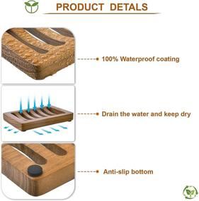 img 3 attached to Teak Wood Bathroom Soap Dish: Draining Soap Holder for Bar Soap - Set of 2