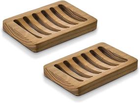 img 4 attached to Teak Wood Bathroom Soap Dish: Draining Soap Holder for Bar Soap - Set of 2