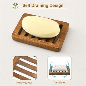 img 1 attached to Teak Wood Bathroom Soap Dish: Draining Soap Holder for Bar Soap - Set of 2